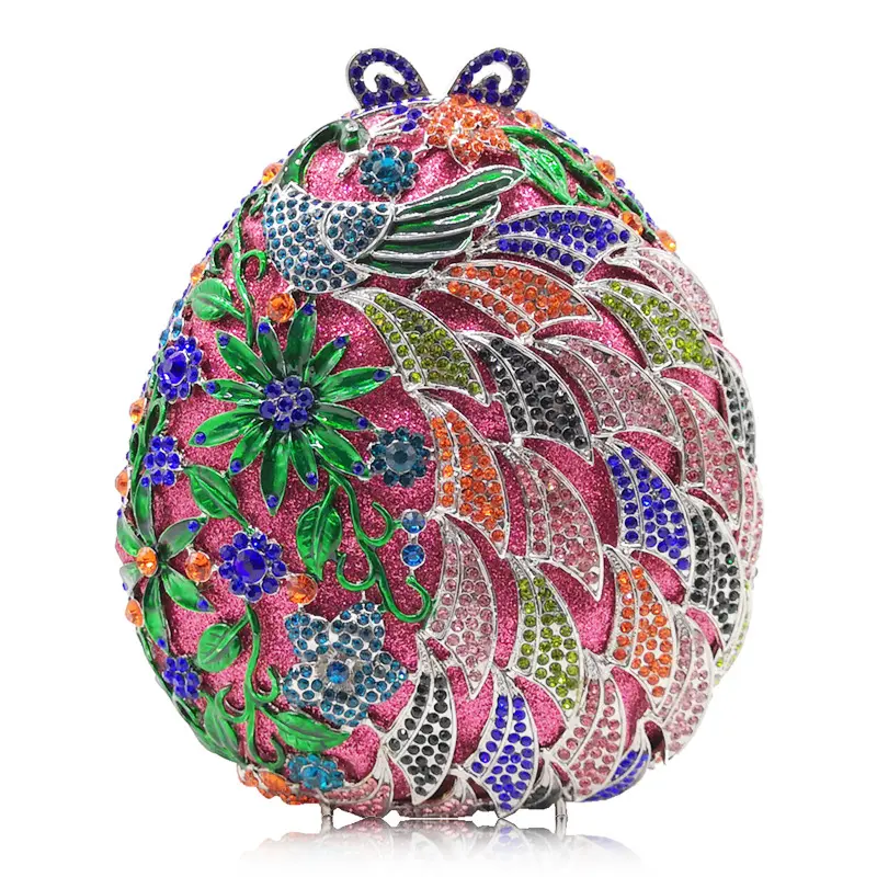 Luxury messenger bags Handbags Women Crystal diamond Clutch Flower Evening Bags Wedding Floral Handbags Bridal Party Purse red