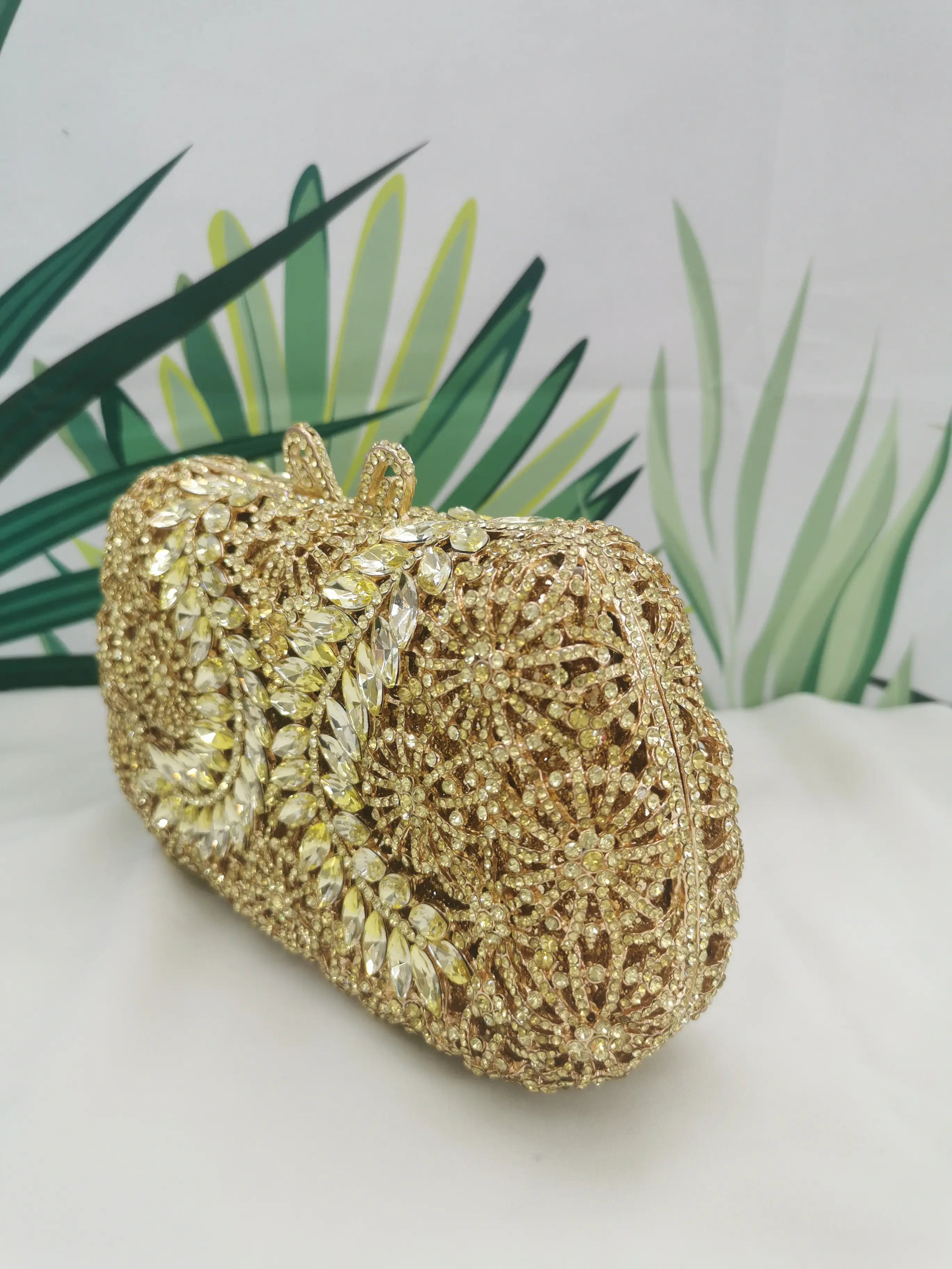 XIYUAN  Elegant Women Rhinestone Green/Red/Rose gold Evening Clutch Bags Wedding Cocktail Party Bridal Crystal Purses Handbags