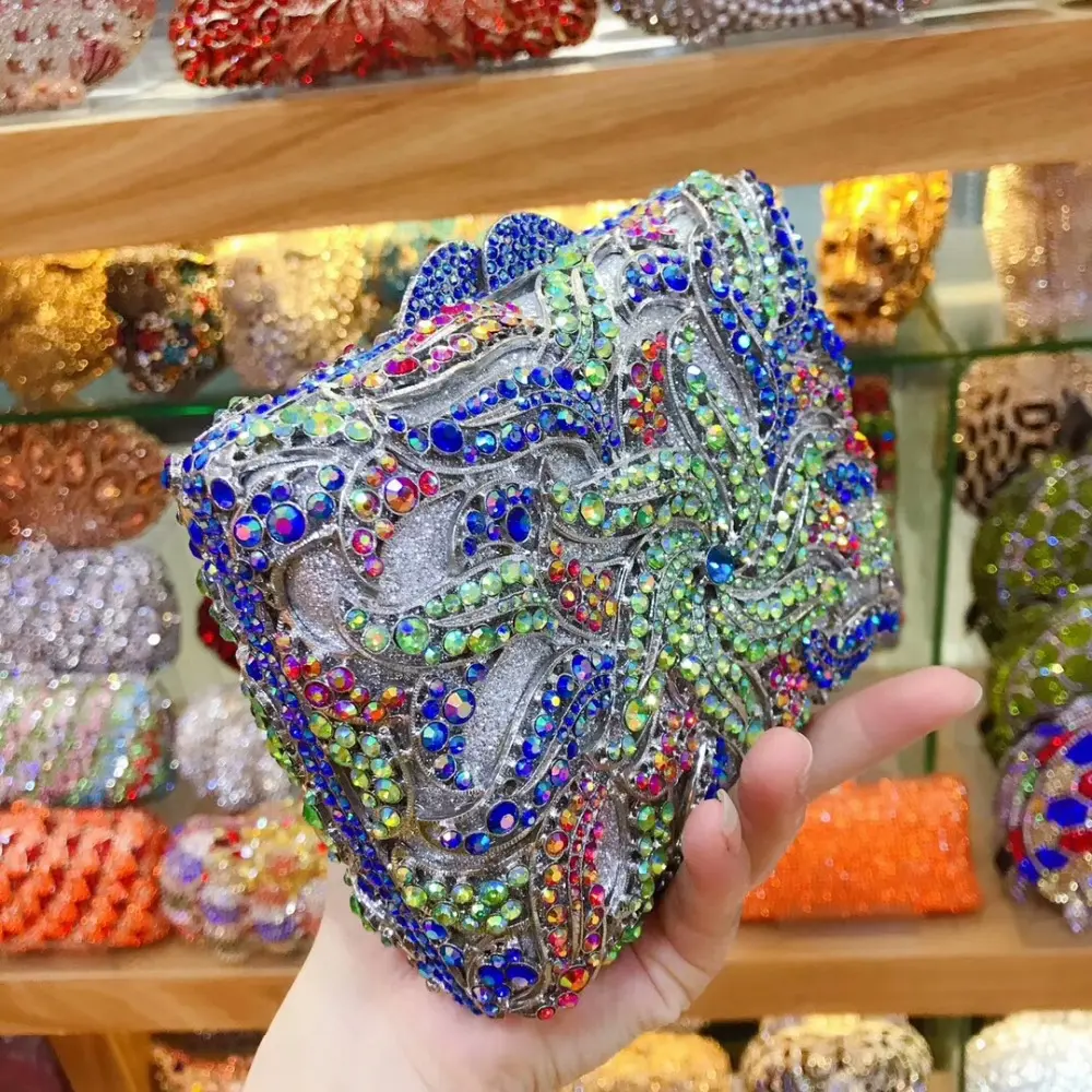 XIYUAN Lady Crystals Evening Bags Women 2024 Sparkling Diamond Evening Handbags Metal Clutch Purses And Handbag Wedding Purses