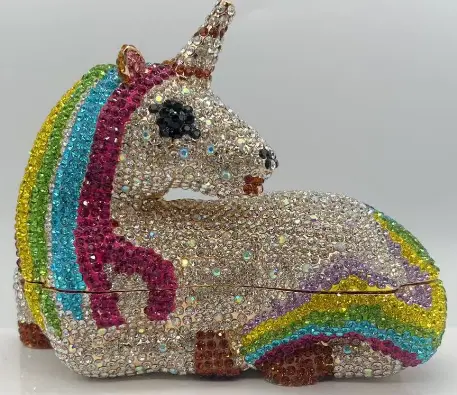 Luxury Funny Unicorn Crystals Day Clutches Women party evening handbag diamonds purses bridal wedding party Phone purses bag