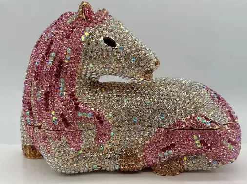 Luxury Funny Unicorn Crystals Day Clutches Women party evening handbag diamonds purses bridal wedding party Phone purses bag