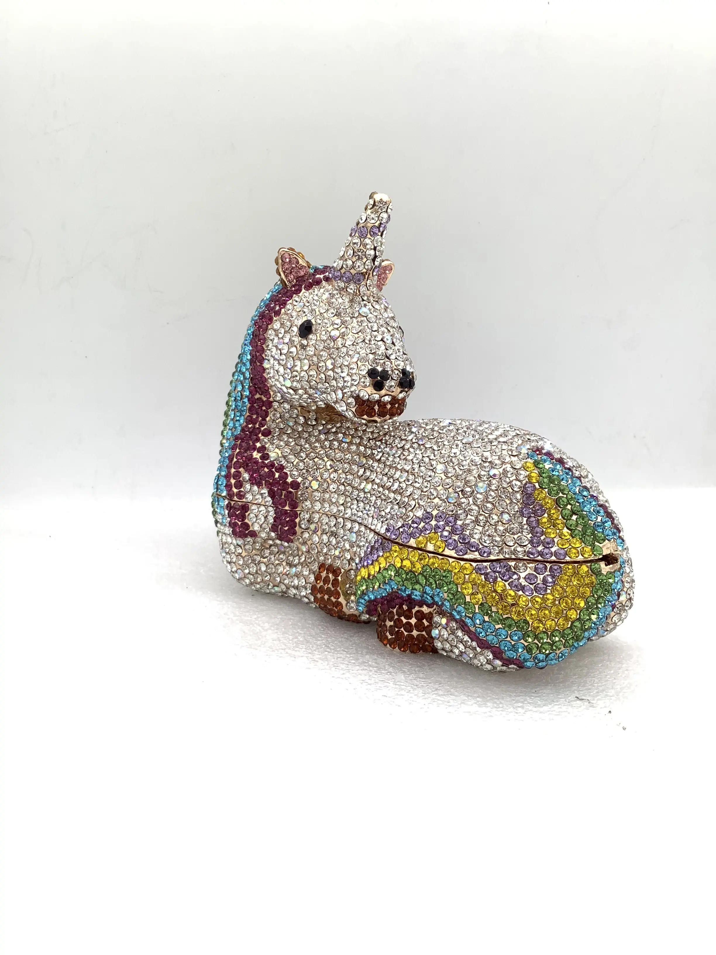 Luxury Funny Unicorn Crystals Day Clutches Women party evening handbag diamonds purses bridal wedding party Phone purses bag
