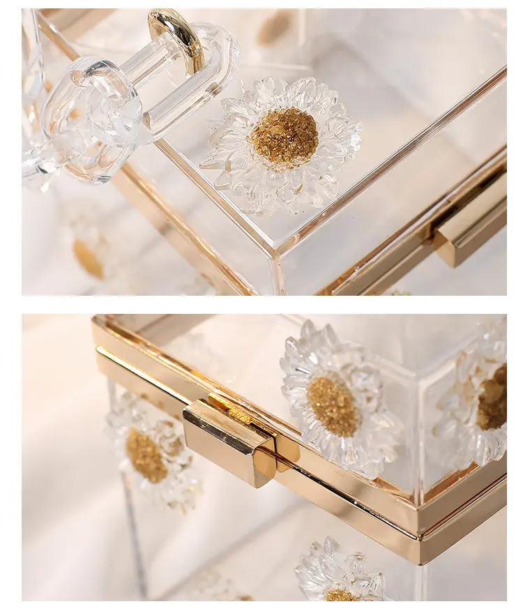 XIYUAN  Women Acrylic transparent box Evening Clutches Wedding Party Cocktail Purses and Handbags Ladies Rhinestones Clutch Bag