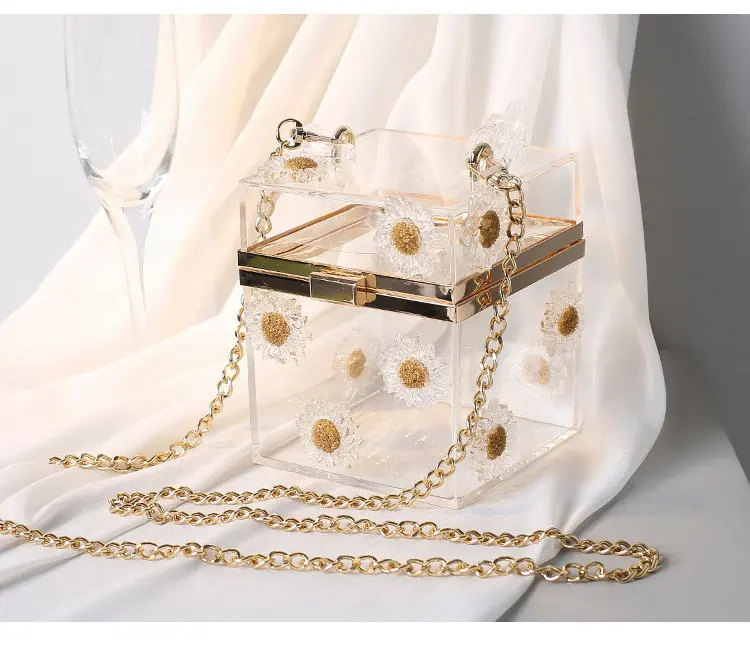XIYUAN  Women Acrylic transparent box Evening Clutches Wedding Party Cocktail Purses and Handbags Ladies Rhinestones Clutch Bag