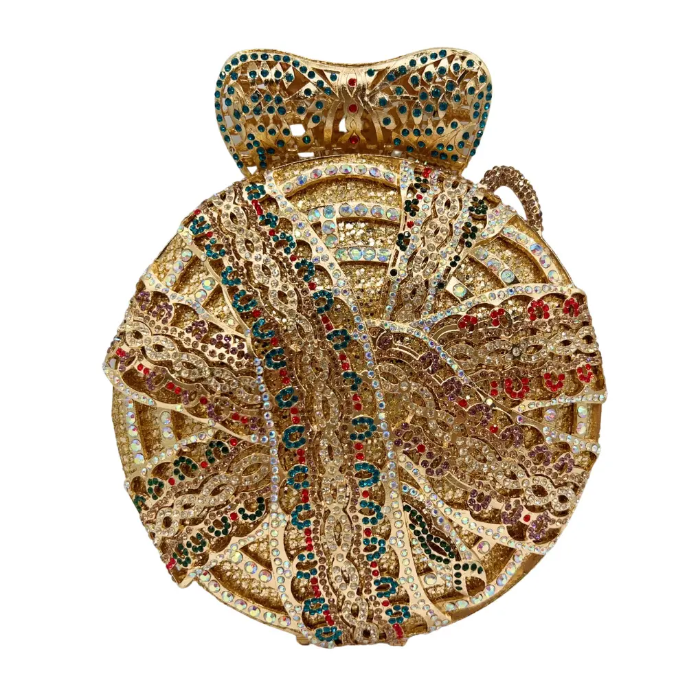 XIYUAN New Cobra Shaped Rhinestones Handbag Women Luxury Diamond Snake Bags Lady Wedding Party Purse Golden Crystals Evening Bag