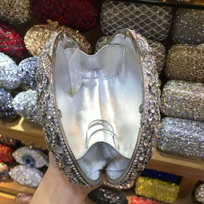 XIYUAN Gold Silver Full Rhinestones Evening Gift Bags Wedding Stone Clutch Purse Metal Minaudiere Handbag Bridal Party Handbags