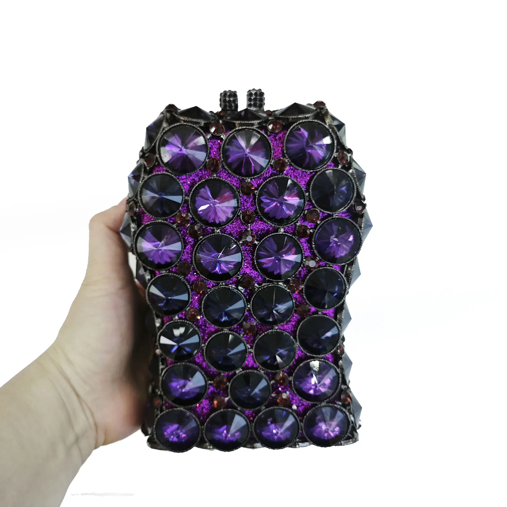XIYUAN Silver Rhinestone Evening Clutch Purse Wedding Party Formal Metalic Handbag Bridal Minaudiere Female Clutches Dinner Bags