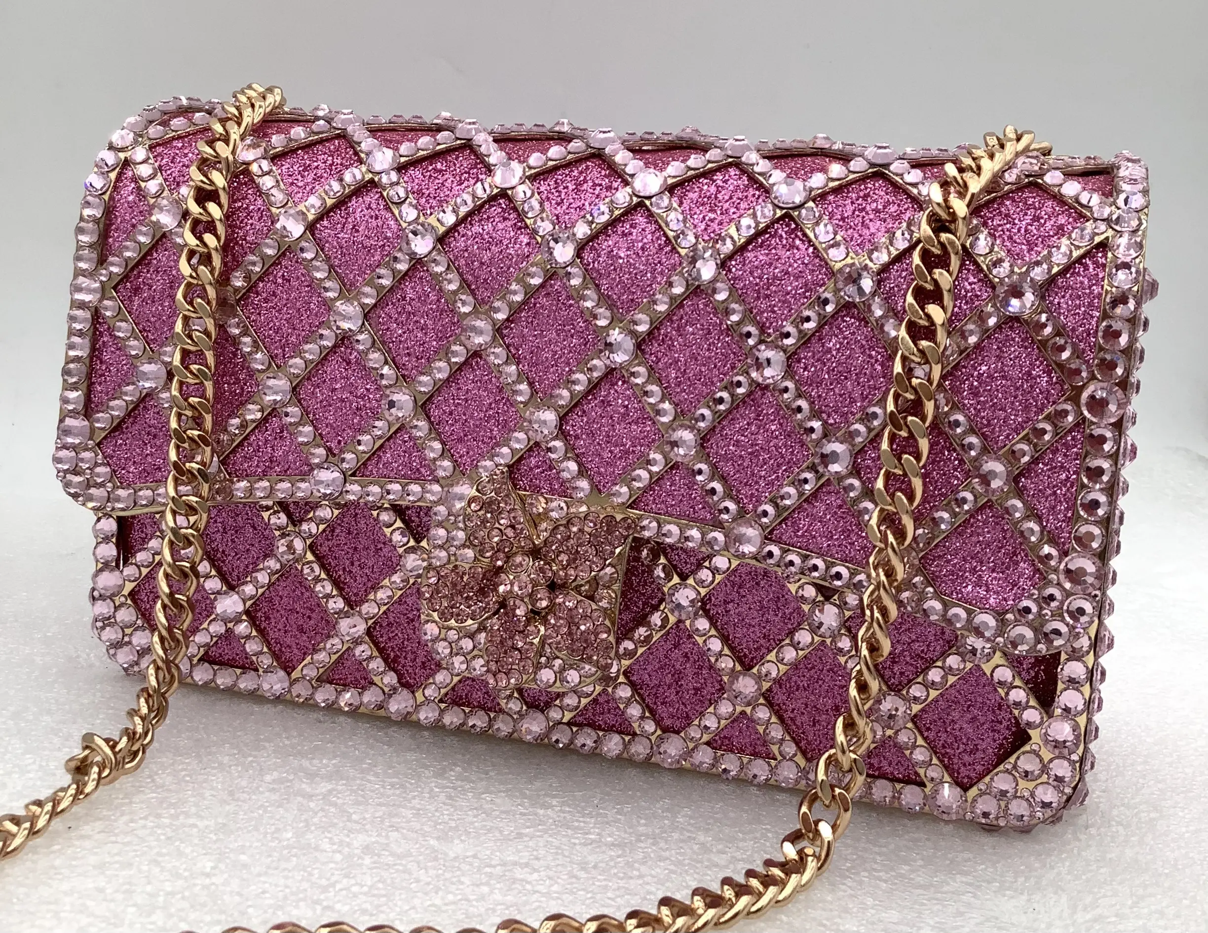 XIYUAN Gold Crystal Evening Clutch Bags Women 2025 Rhinestones Wedding Purses Handbags Lady Luxury Designer Stones Shoulder Bags