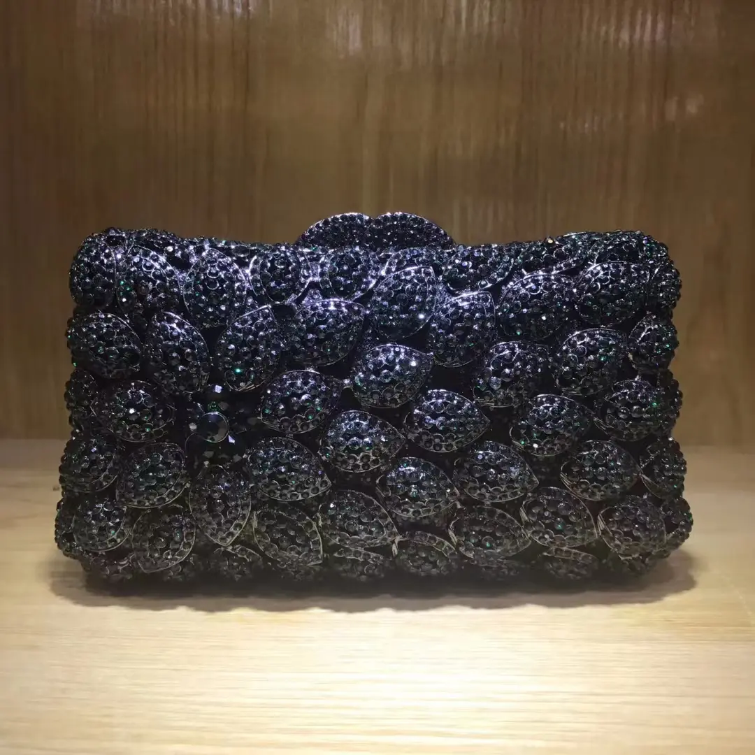 XIYUAN White Gold Stone Evening Bags Rhinestones Clutch Purse Bag Wedding Bridal Minaudiere Handbags Ladies Party Clutches Bags