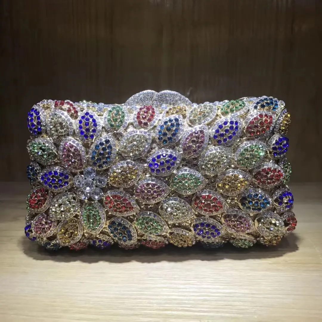 XIYUAN White Gold Stone Evening Bags Rhinestones Clutch Purse Bag Wedding Bridal Minaudiere Handbags Ladies Party Clutches Bags