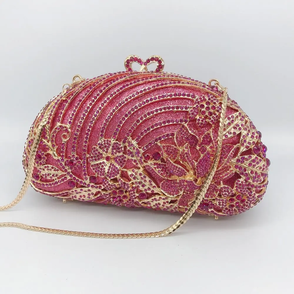 XIYUAN Sparkly Fashion Fuschia Evening Bag Mujer Cocktail Party Purse Wedding Clutch Bag Ladies Pochette Clutches Handbag wallet