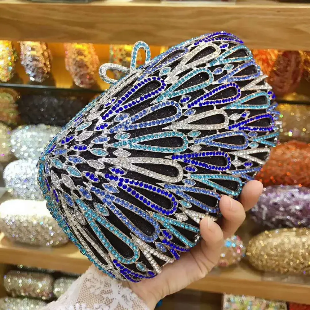 XIYUAN female blue Crystal Diamond Clutch Bag  wedding Party rhinestone clutch Purse Female Pochette Box Evening Bag Handbags