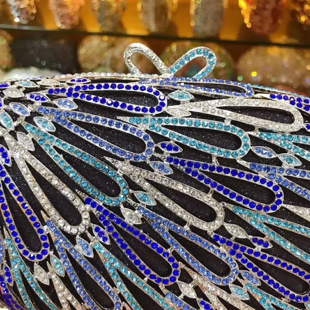 XIYUAN female blue Crystal Diamond Clutch Bag  wedding Party rhinestone clutch Purse Female Pochette Box Evening Bag Handbags