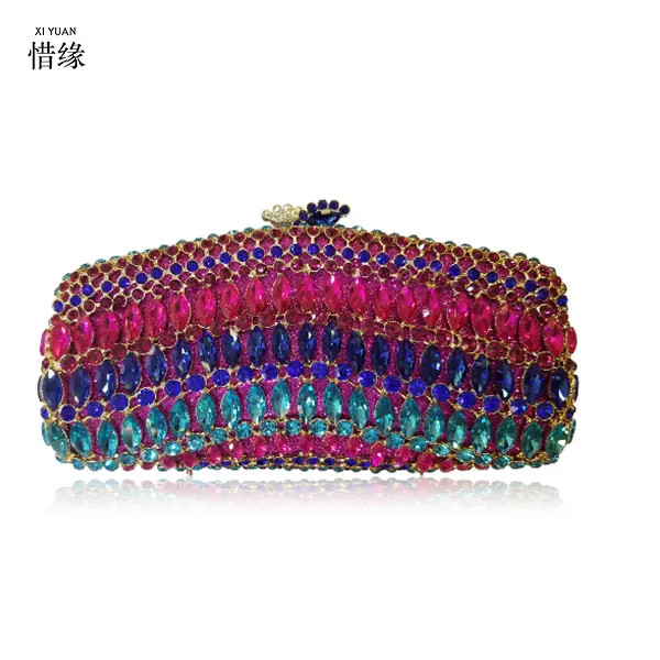 XIYUAN Women Black/Silver Color Crystal Clutch Bag Wedding Party Stone Evening Bag Purses and Handbags Bridal Minaudiere Handbag
