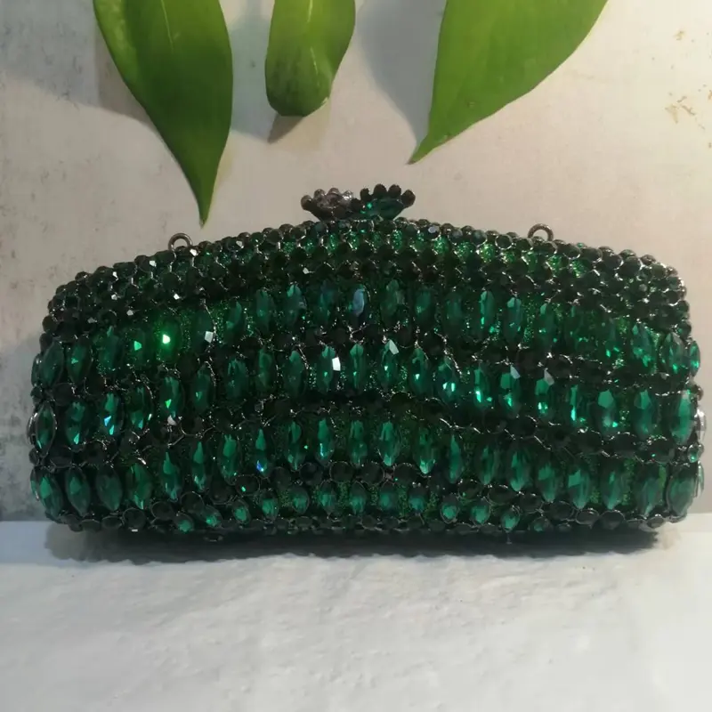 XIYUAN Women Black/Silver Color Crystal Clutch Bag Wedding Party Stone Evening Bag Purses and Handbags Bridal Minaudiere Handbag