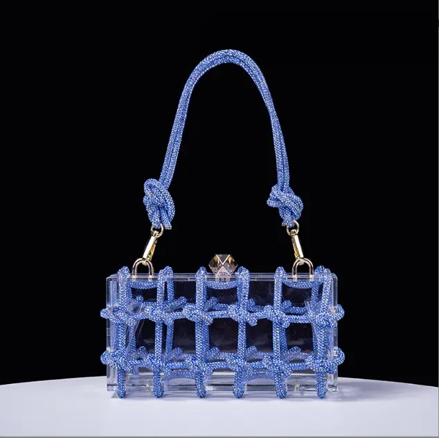 XIYUAN Lady Blue/Orange/red Acrylic Evening Bags Women Party Clutch Purse Ladies Wedding Bridal Handbags Female Handbag Silver
