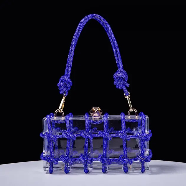 XIYUAN Lady Blue/Orange/red Acrylic Evening Bags Women Party Clutch Purse Ladies Wedding Bridal Handbags Female Handbag Silver