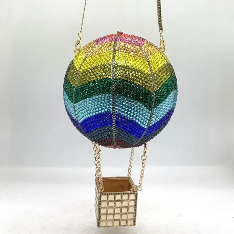 XIYUAN Hot Air Balloon Crystals Evening Clutch Women Gorgeous Diamond Party Makeup Bags High-end Bridal Pusre Luxury Handbag