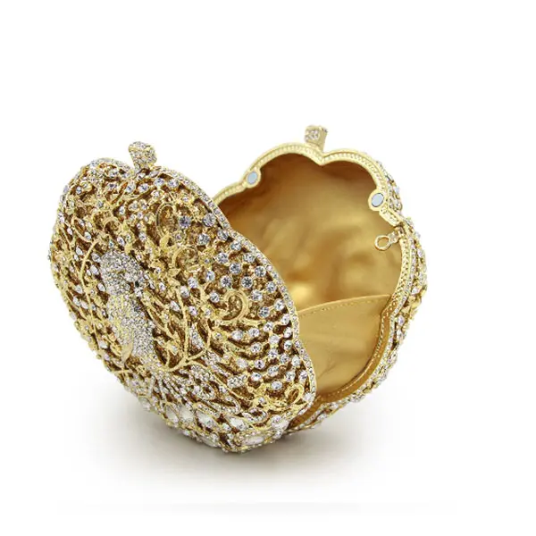 New flowers hollow bird diamond evening clutch purse gold Day Clutches wallet for wedding bridal silver clutches shoulder bag