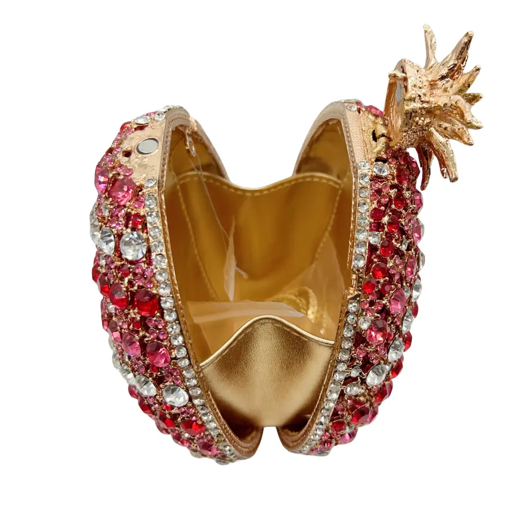 XIYUAN Pineapple Crystal Evening Bag Dinner Diamond-encrusted Banquet Purse Women Glittering Rhinestone Handbag Gold Clutches
