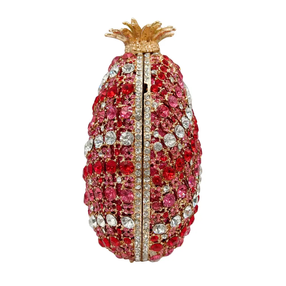 XIYUAN Pineapple Crystal Evening Bag Dinner Diamond-encrusted Banquet Purse Women Glittering Rhinestone Handbag Gold Clutches