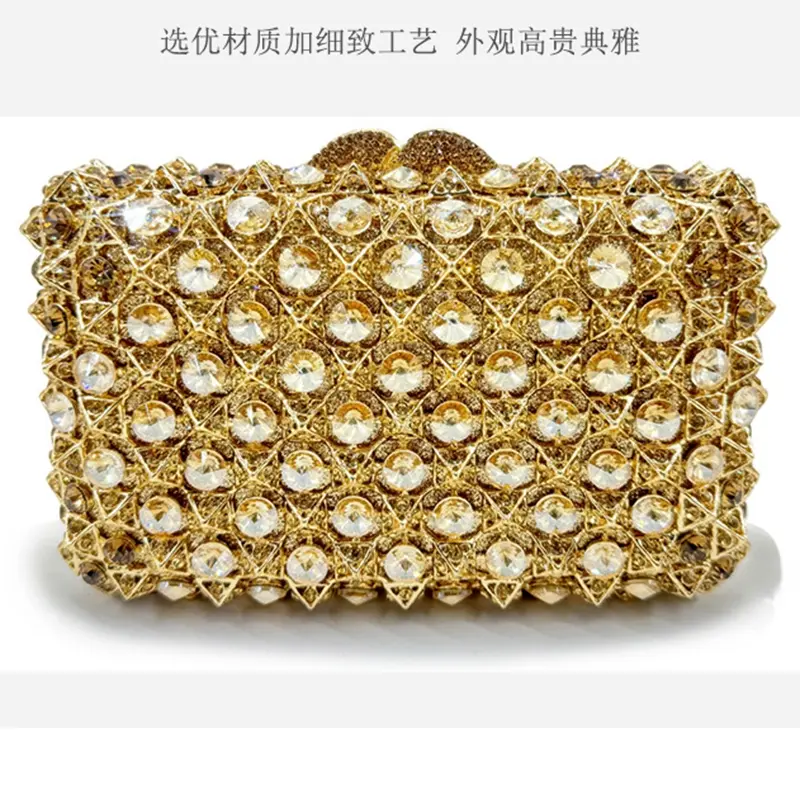 New Woman Bling Gems Evening Clutch Bags Lady Gold/Purple/Blue Diamonds Party Handbag Wedding Bag Bridal Handbags Crystals Purse