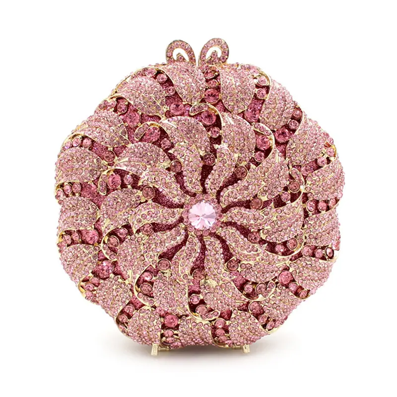 Women Yellow/Red/Pink Crystals Clutch Evening Bags Wedding Party Chain Shoulder Bags Ladies Rhinestones Handbags and Purse