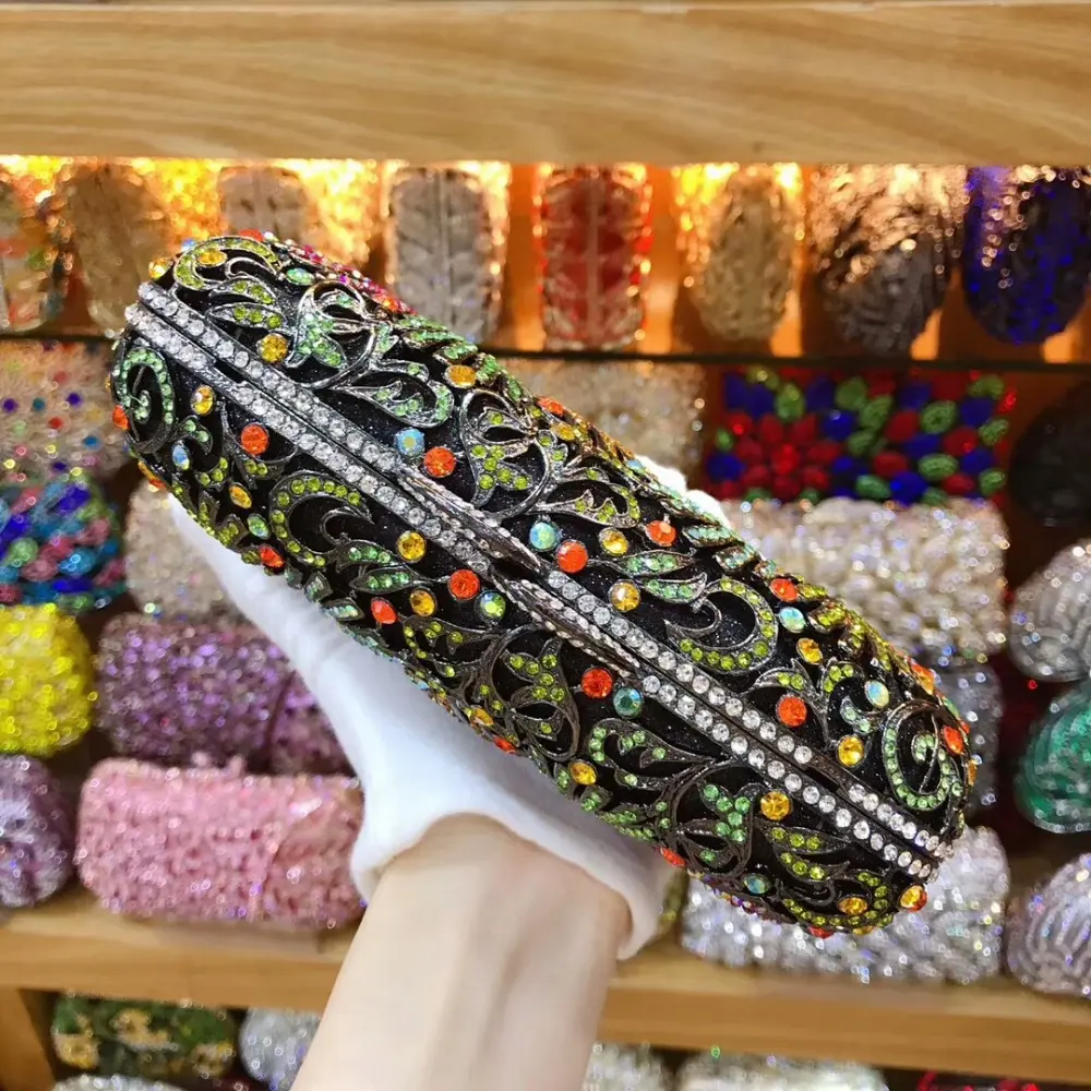 XIYUAN Emerald Green Women Crystals Evening Clutch Bags Party Cocktail Rhinestone Minaudiere Handbags Gems Day Clutches Wedding