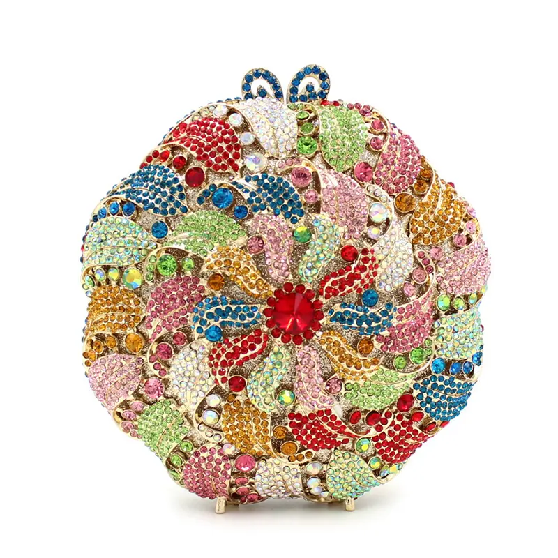 Women Yellow/Red/Pink Crystals Clutch Evening Bags Wedding Party Chain Shoulder Bags Ladies Rhinestones Handbags and Purse