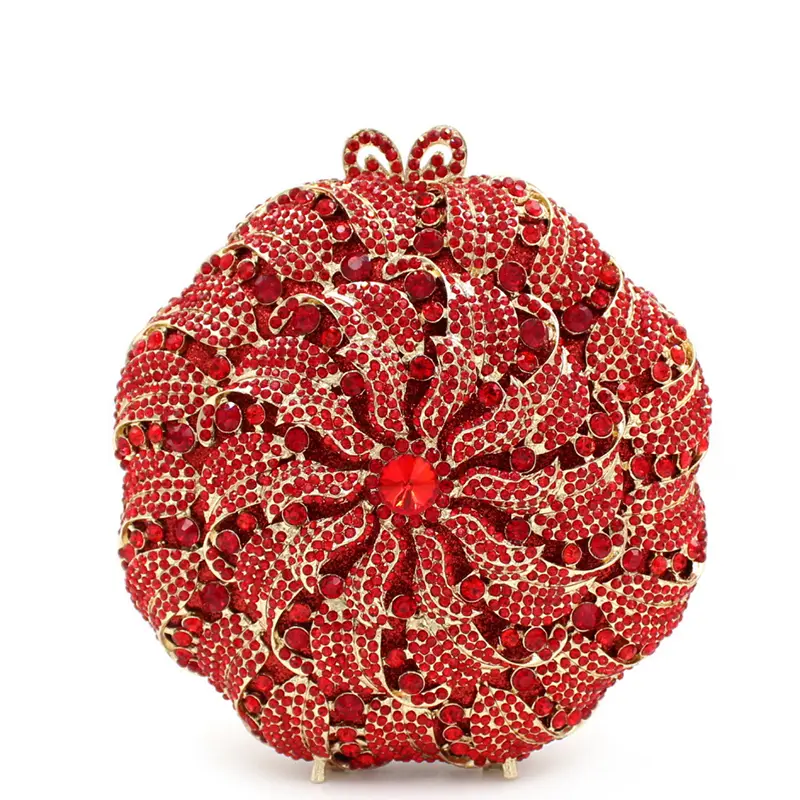 Women Yellow/Red/Pink Crystals Clutch Evening Bags Wedding Party Chain Shoulder Bags Ladies Rhinestones Handbags and Purse