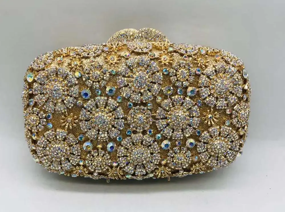 XIYUAN New Fashion Hollow Out Bridal Tote Bag Diamond Wedding Handbag Bridal Purse Rhinestone Bag Metallic Diamonds Bridal Party