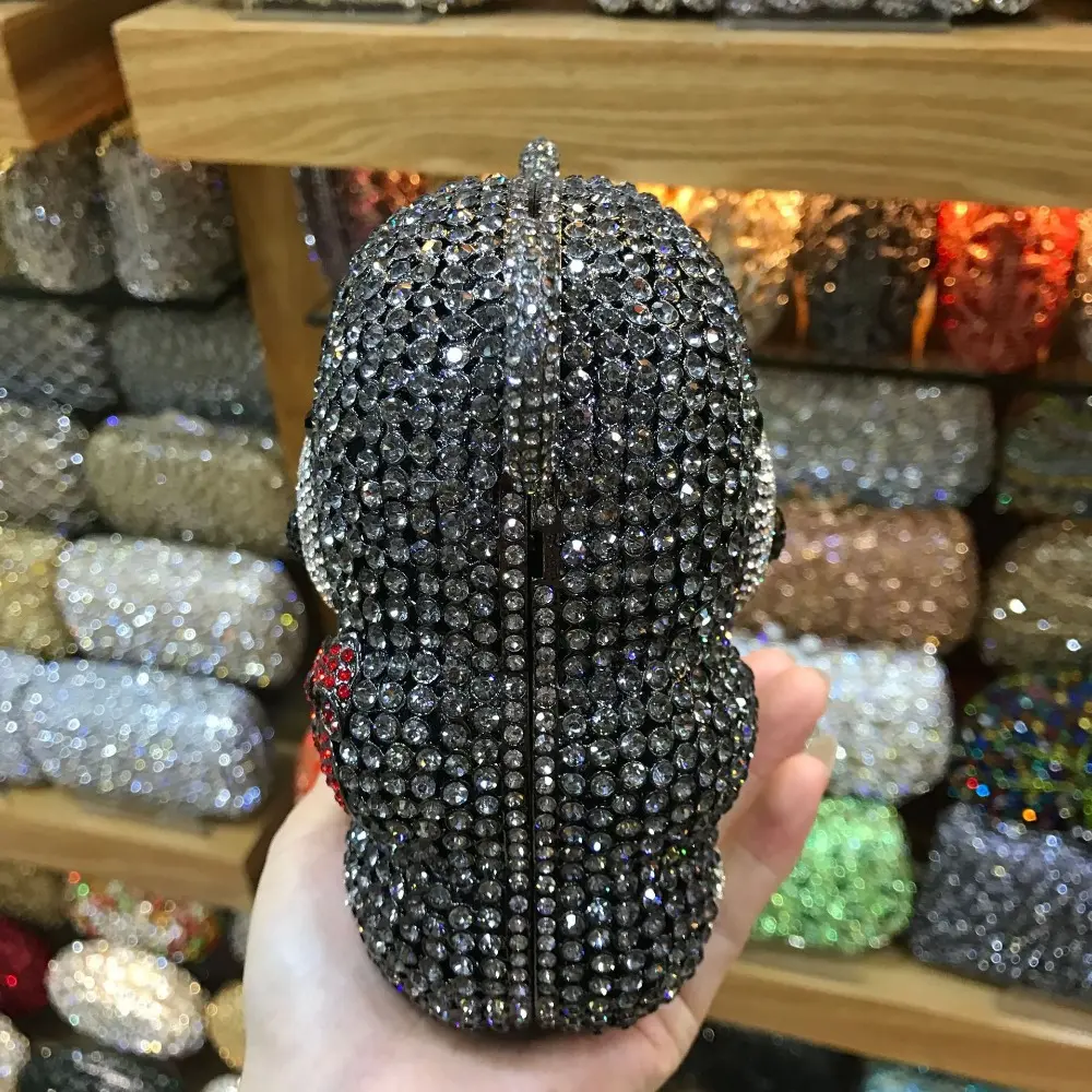 XIYUAN lady black/silver Rhinestone Wedding Clutch Bag cocktail Party Purse Luxury Crystal Evening Bag Women Prom Bridal Handbag
