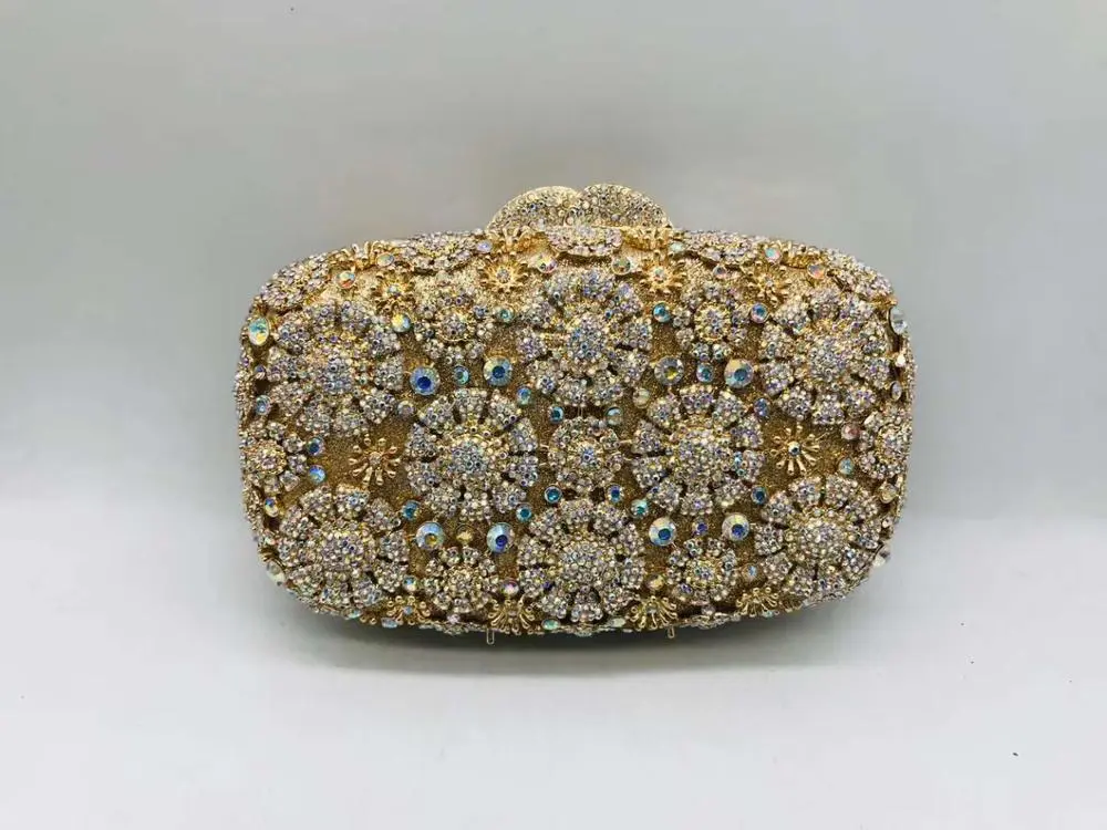 XIYUAN New Fashion Hollow Out Bridal Tote Bag Diamond Wedding Handbag Bridal Purse Rhinestone Bag Metallic Diamonds Bridal Party