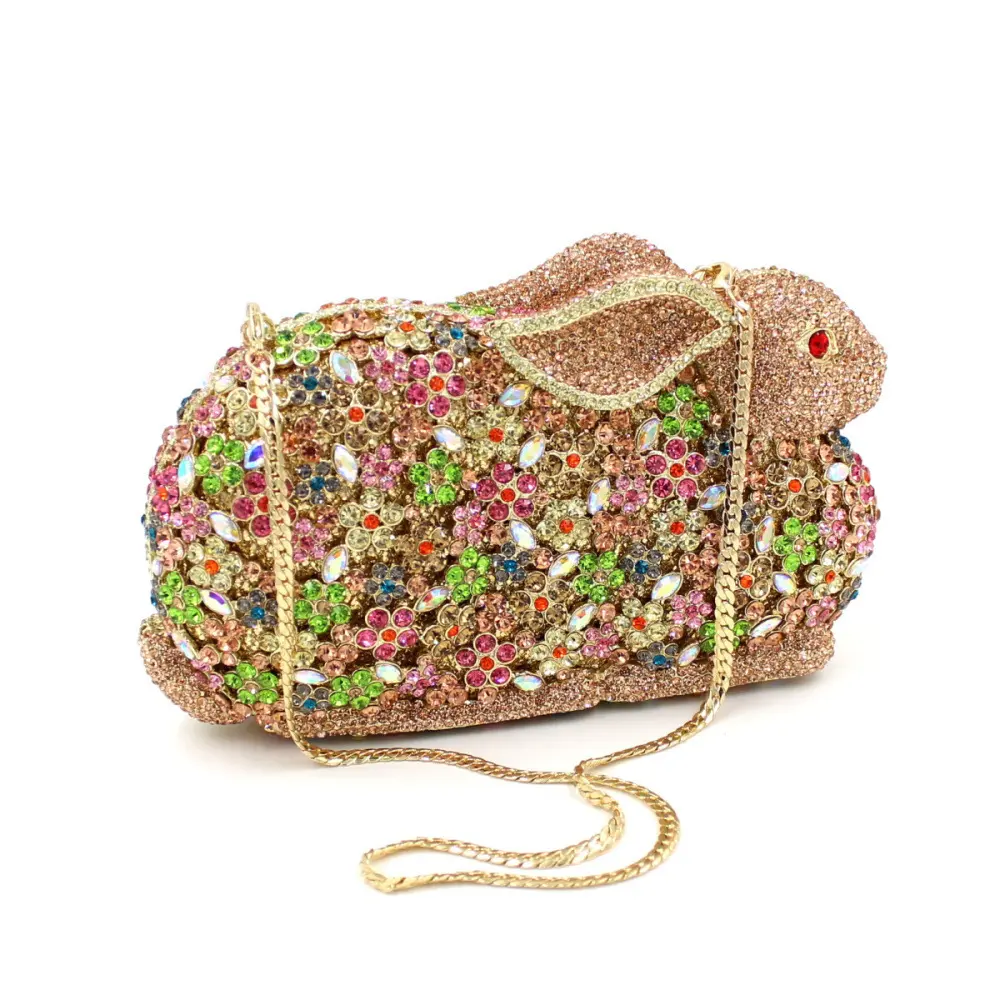 XIYUAN rabbit Ladies Bridal wedding party purses elegant clutch purse women evening party handbag luxury diamonds shoulder bag