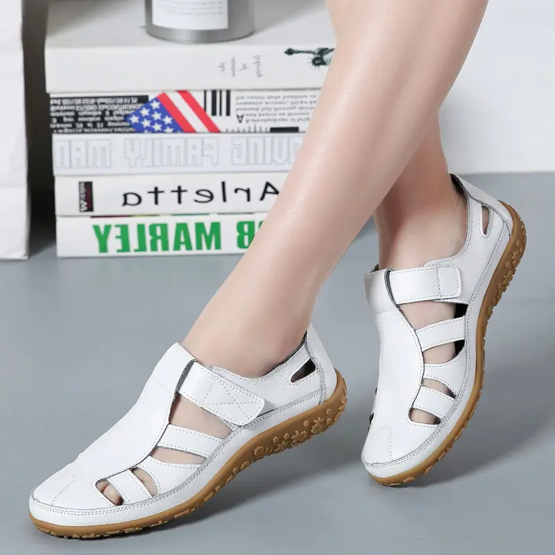 Split Leather Flat Sandals Women Fashion Summer Shoes Anti-slip Soft Sole Ladies Gladiator Sandal Breathable Sandalias SH031502