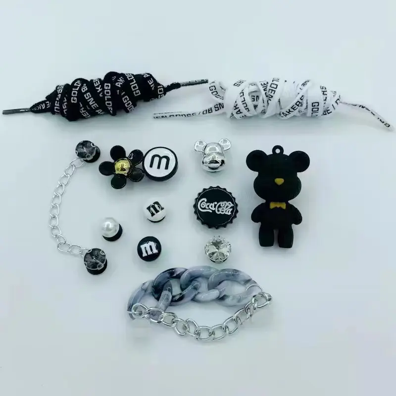 14pcs DIY Shoes Charms Shining Rhinestone Chain Accessories For Clogs Slippers