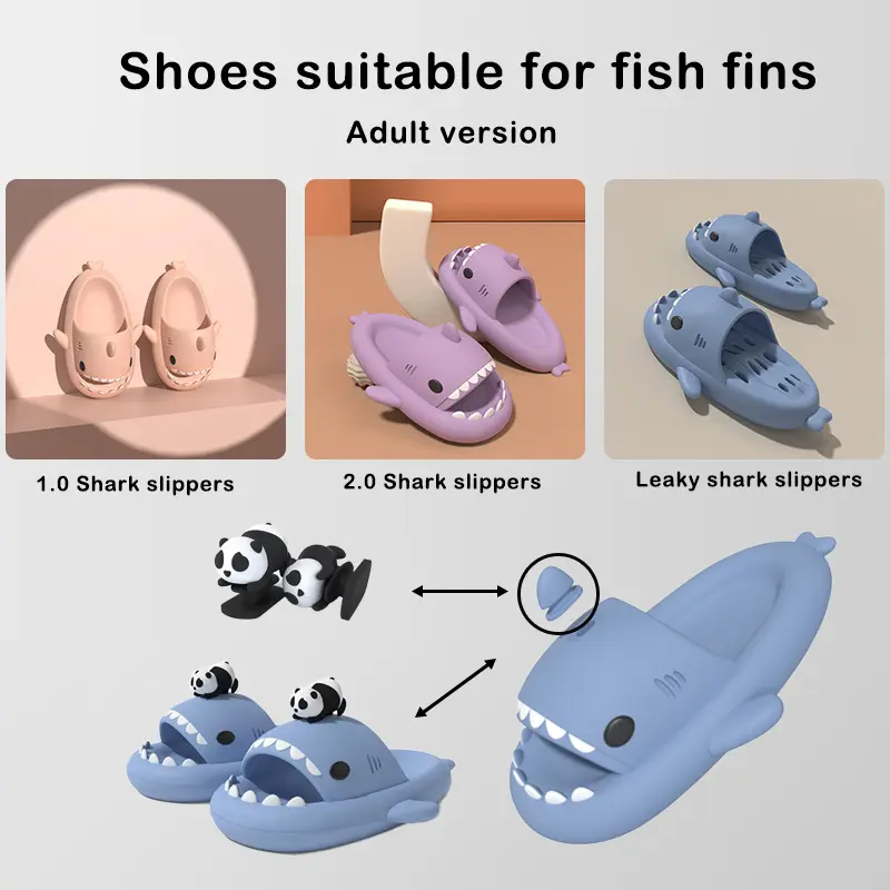 1Pair DIY Shark Slippers Charms Night Glowing Lantern Unicorn Cute Strawberry Panda Ice Cream Fins Shoes Accessories