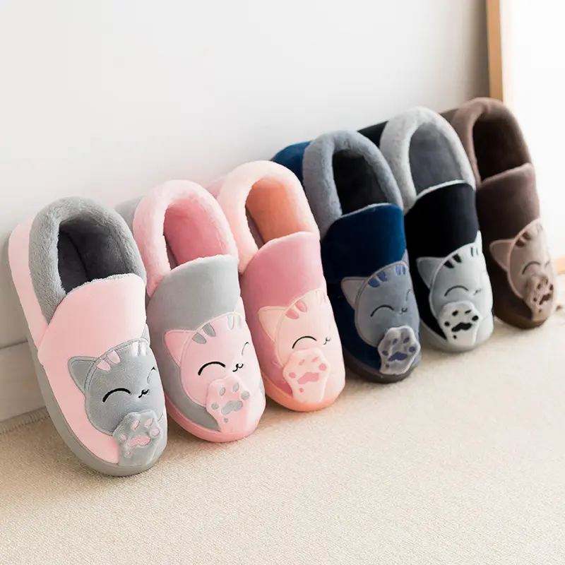 Children Indoor Slippers Winter Warm Shoes Kids Mum Dad Home Floor Slipper Cartoon Style Anti-slip Boys Girls Cotton Footwear