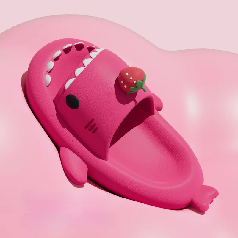 2025 New Shark Slippers Women Men Summer Shoes Cute DIY Strawberry Indoor Street Sandals Girls Boys Beach Shower Slides