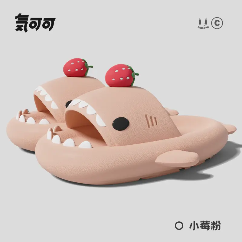 2025 New Shark Slippers Women Men Summer Shoes Cute DIY Strawberry Indoor Street Sandals Girls Boys Beach Shower Slides