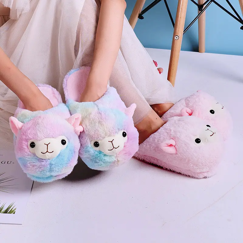 Winter Women Warm Indoor Slippers Ladies Fashion Cute Pink Pig Shoes Women's Soft Short Furry Plush Home Floor Slipper SH467