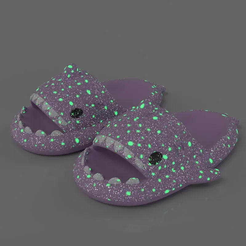 Luminous Shark Slippers for Couples Fashionable Home & Beach Summer Shoes Cute Glow-in-the-Dark Cartoon Design for Men And Women