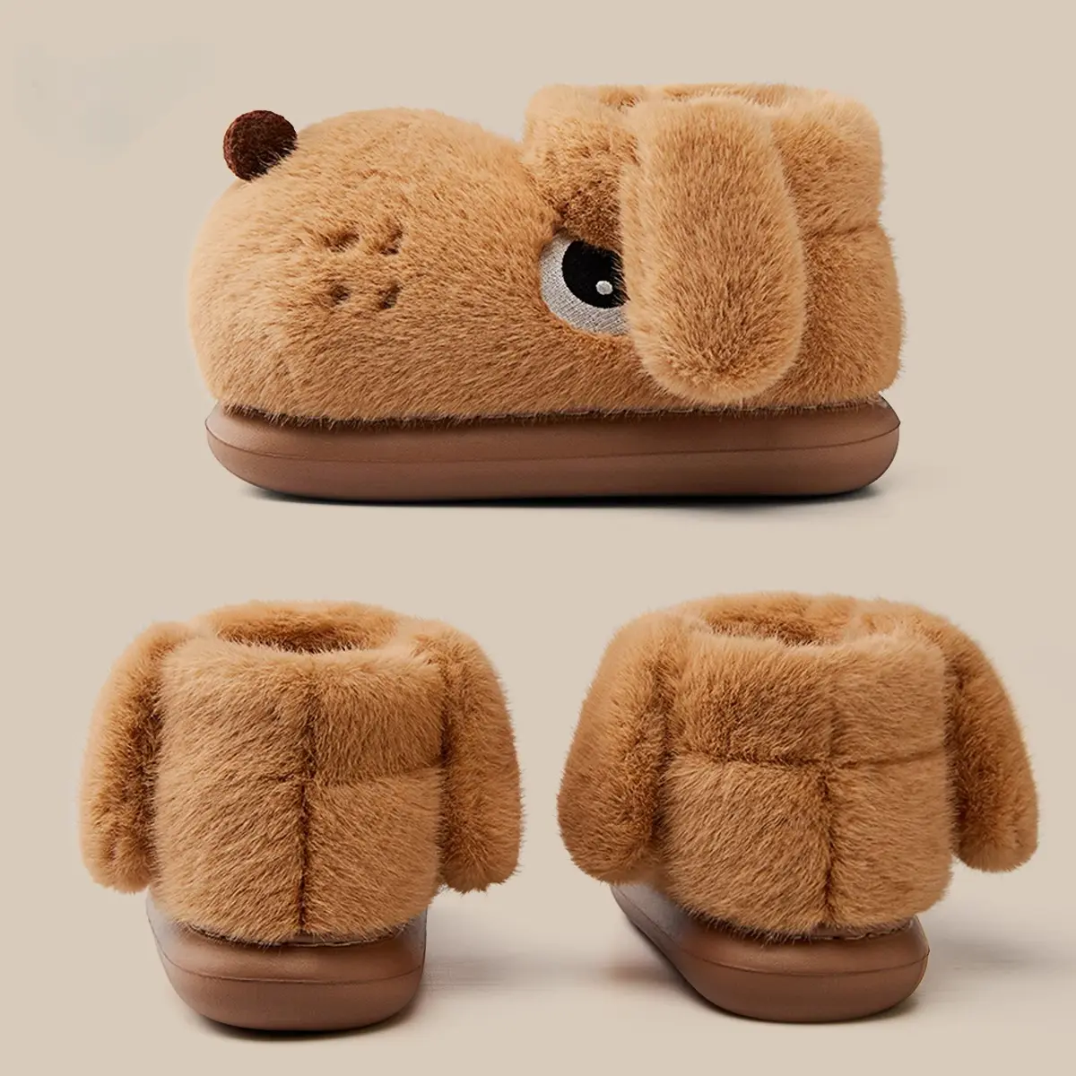 2025 New Arrival Cute Cartoon Dog Warm Slippers For Women Men Winter Platform Shoes Soft Plush Couples Indoor Fluffy Snow Boots
