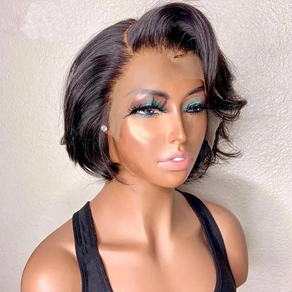Side Part Wig Human Hair 13x1 Lace Frontal Wigs Pixie Transparent Short Bob Human Hair Wigs For Women Lace Front Human Hair Wig