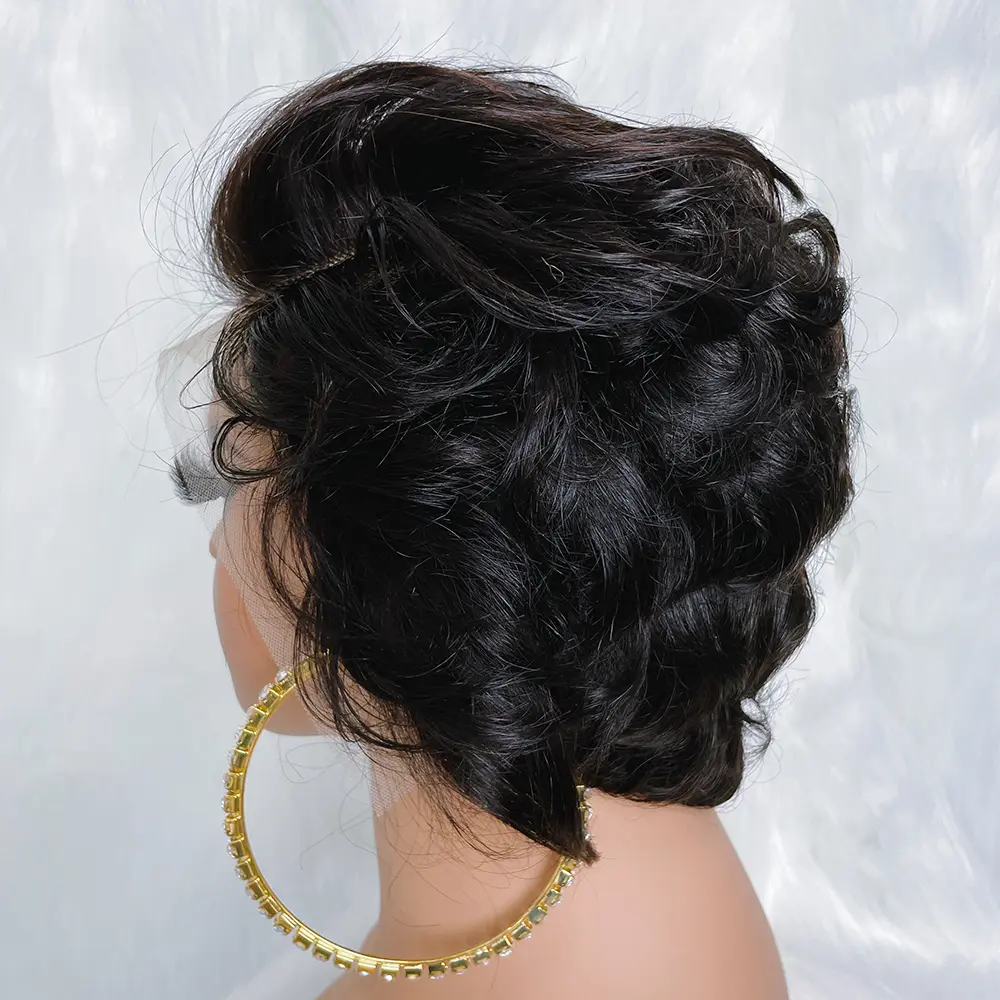 Short Lace Frontal Wig Human Hair Natural Color Curly Wave 13X4 Frontal Wigs Brazilian Curly Lace Front Human Hair Wig 8Inch