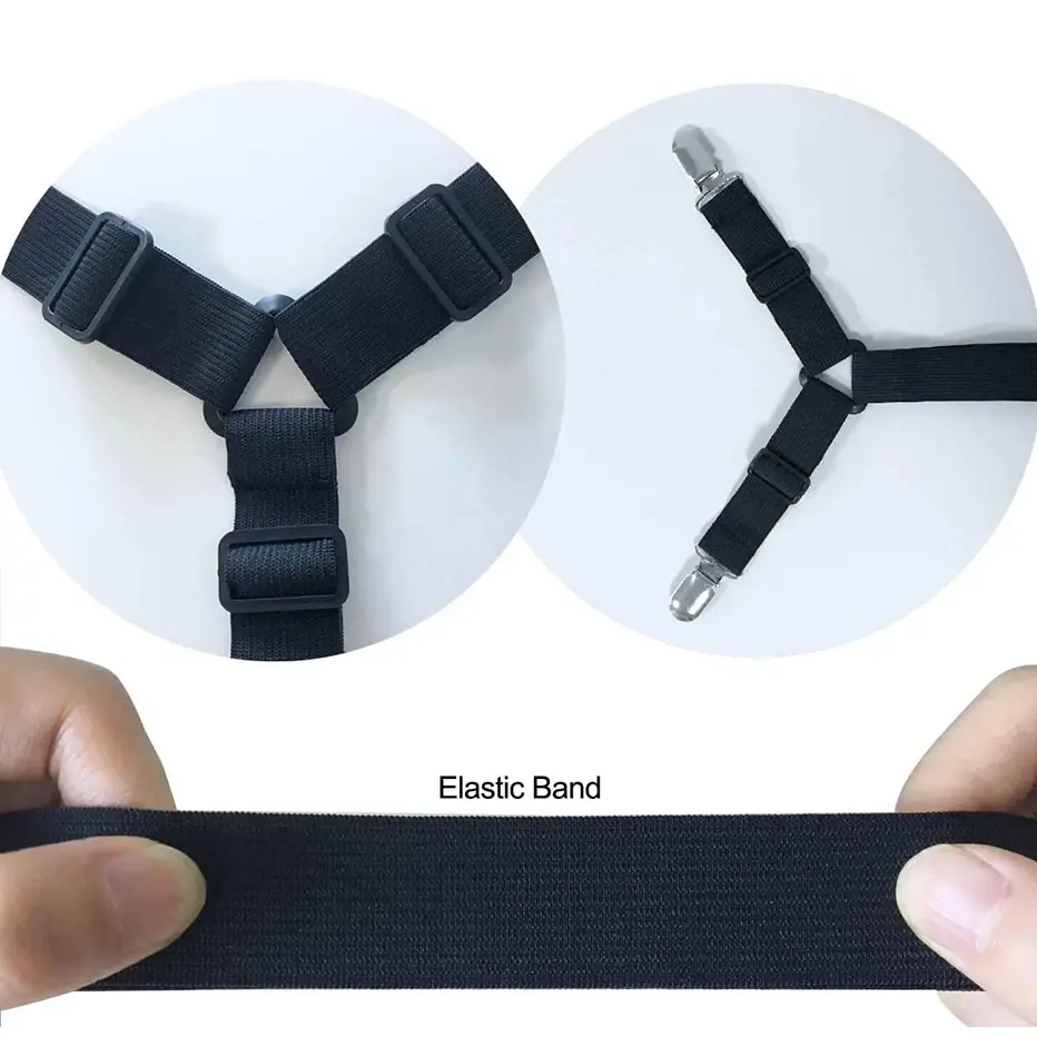 Adjustable 4 Clips Bed Sheet Gripper Elastic Fitted Sheet Straps Crisscross Bed Sheet Fasteners Mattress Cover Anti-slip Holder