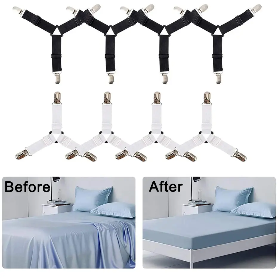 4Pcs/lot Adjustable 3 Bed Sheet Clips Grippers Nonslip Blanket Mattress Cover Sofa Bed Fasteners Elastic Clip Holders 2022 New