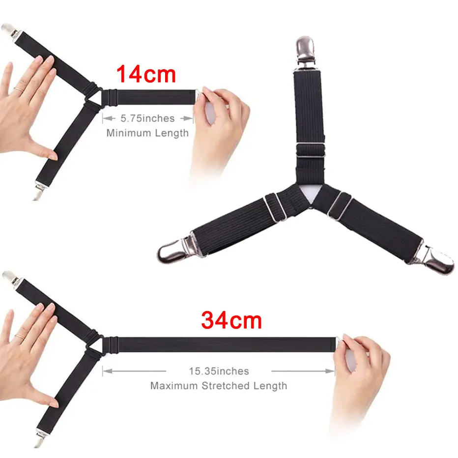 4Pcs/lot Adjustable 3 Bed Sheet Clips Grippers Nonslip Blanket Mattress Cover Sofa Bed Fasteners Elastic Clip Holders 2022 New