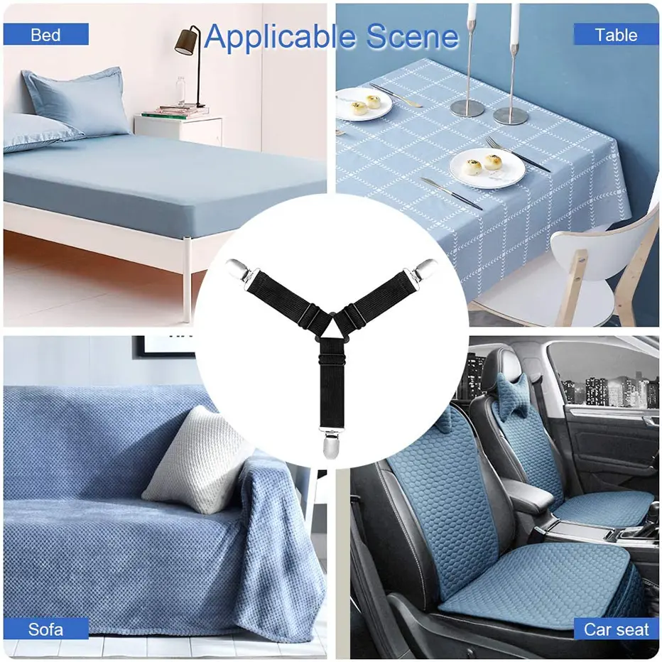 4Pcs/lot Adjustable 3 Bed Sheet Clips Grippers Nonslip Blanket Mattress Cover Sofa Bed Fasteners Elastic Clip Holders 2022 New