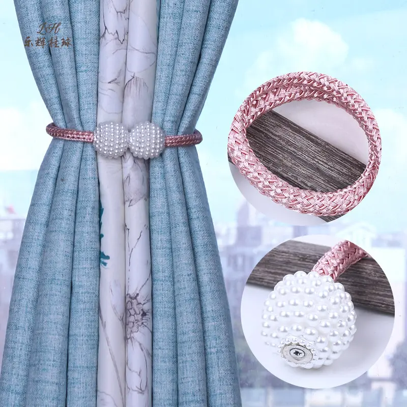 2Pcs Magnetic Pearl Ball Curtain Buckles Curtain Tiebacks Backs Holdbacks Buckle Clips Curtain Rods Home Decorative Accessories